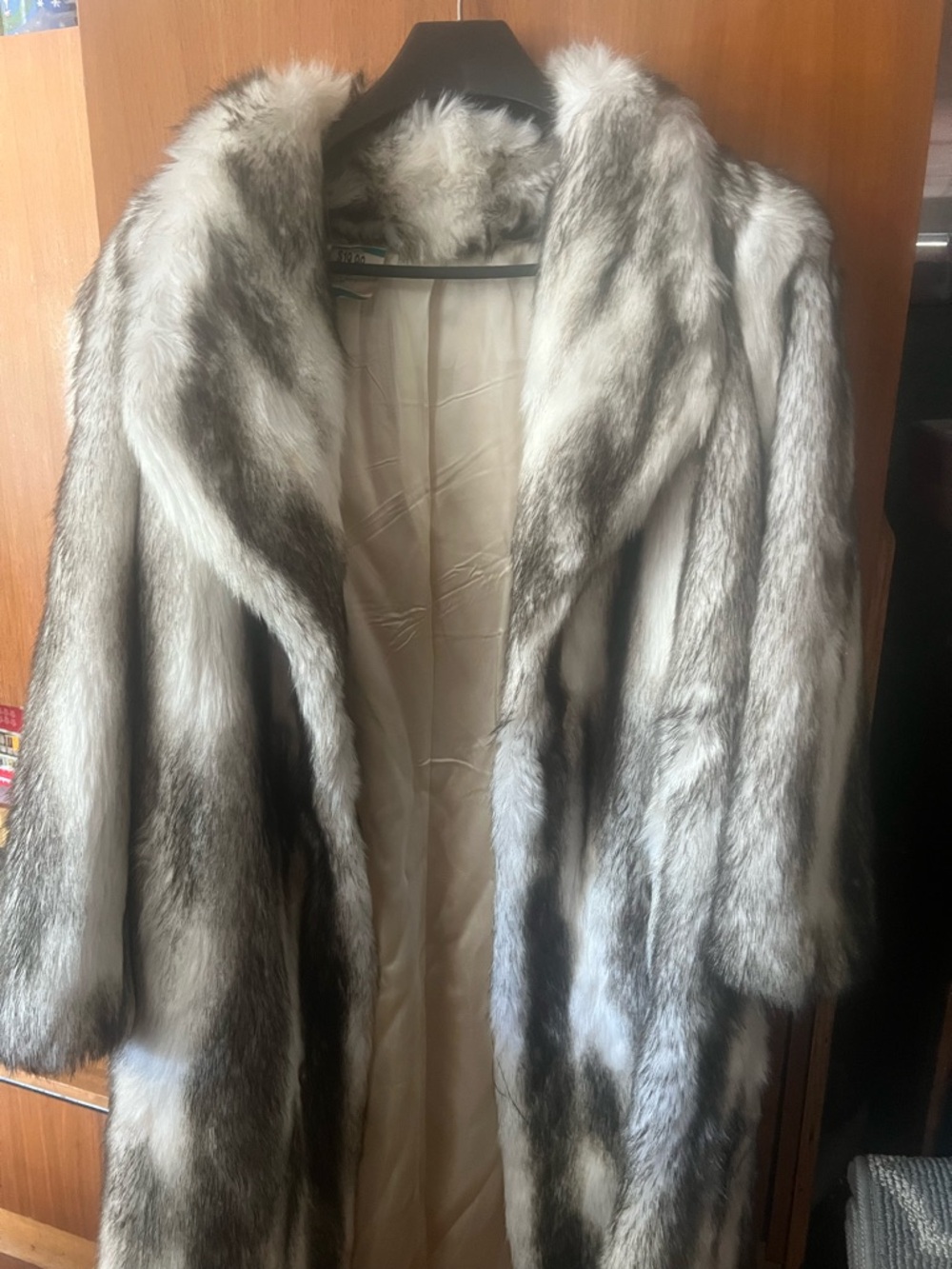 Saga Fur Silver-Gray Mink Fur Long Coat